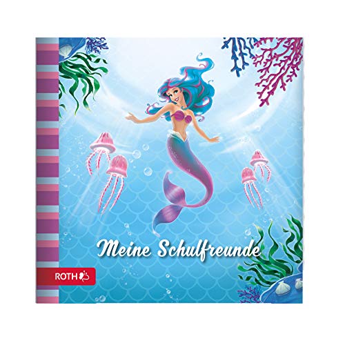 ROTH Freundebuch Meerjungfrau - 64 Seiten 16,5 x 16,5 cm - Erinnerungsalbum Unterwasser Meerjungfrau in Blau und Pink von ROTH