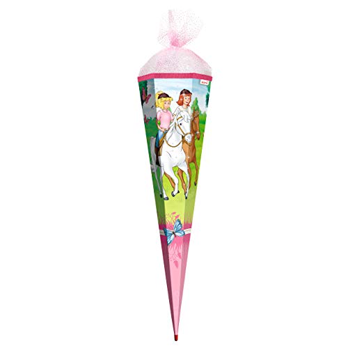 ROTH Schultüte Bibi & Tina Pferdefreunde 85 cm groß - Glitter - eckig Rot(h)-Spitze Organzaverschluss - Zuckertüte Pferd von ROTH