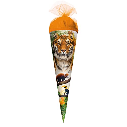 ROTH Schultüte Tiger 22 cm klein - rund - Zuckertüte Wildtier von ROTH