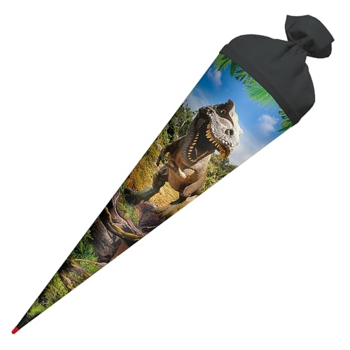 ROTH Schultüte Tyrannosaurus 70 cm groß, runde Zuckertüte mit Filzverschluss, Geschenkverpackung zur Einschulung ROTH Schultüte Tyrannosaurus 70 cm groß, runde Zuckertüte mit Filzverschluss, Geschenkverpackung zur Einschulung von ROTH