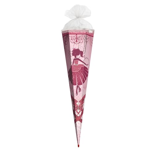 ROTH Schultüte groß Ballerina 85 cm - Glitter und Glitzer-Borte - 6-eckig Rot(h)-Spitze Tüllverschluss - Zuckertüte, Ballerina, Tänzerin, Schulanfang von ROTH