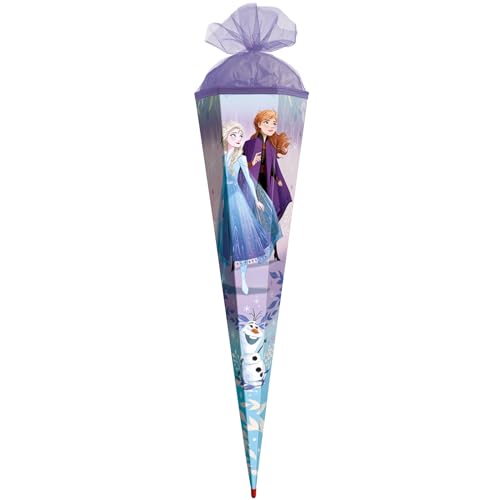 ROTH Schultüte groß Disney Frozen 100 cm - 6-eckig, Tüllverschluss, ROT(H)-Spitze - Zuckertüte Disney Frozen Schulanfang von ROTH