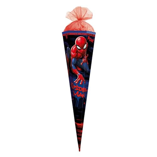 ROTH Schultüte groß Marvel Spider-Man 85 cm - Spezialborte, 6-eckig, Tüllverschluss, ROT(H)-Spitze - Zuckertüte Marvel Spider-Man Schulanfang von ROTH