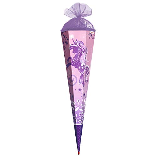 ROTH Schultüte groß Purple Unicorn - 85 cm - 6-eckig Rot(h)-Spitze Tüllverschluss - Zuckertüte Einhorn Schulanfang von ROTH