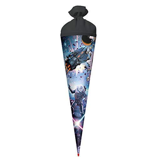 ROTH Schultüte groß Space Fighter 70 cm - rund Rot(h)-Spitze Filzverschluss - Zuckertüte von ROTH