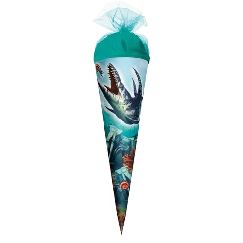 ROTH Schultüte klein Dino Mosasaurus50 cm - rund,Tüllverschluss - Zuckertüte, Dino Mosasaurus, Schulanfang von ROTH