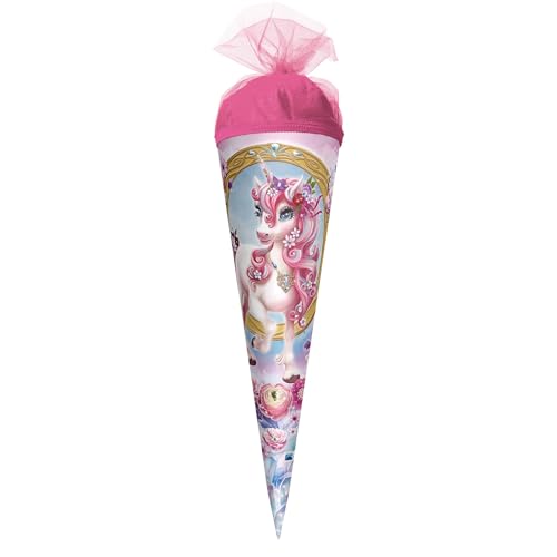 ROTH Schultüte klein Einhorn Beauty 50 cm - rund,Tüllverschluss - Zuckertüte Einhorn Beauty Schulanfang von ROTH