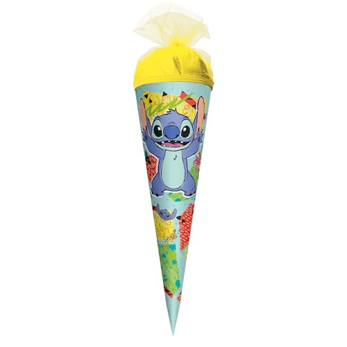 Schultüte, Disney Stitch, 22 cm, rund, Tüllverschluss von ROTH