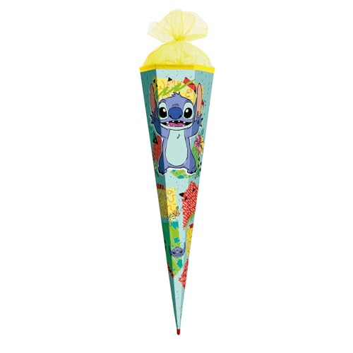 Schultüte, Disney Stitch, 85 cm, eckig, Rot(h)-Spitze, Tüllverschluss von ROTH