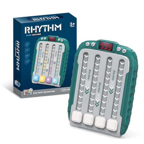 Rhythmus-Spielautomat für Kinder, Quick Push Popular Games Handheld-Puzzle-Spielkonsole mit Musik und Lichtern, Zappelspielspielzeug für Kinder im Alter von 3–12 Jahren (Grün) von ROUSKY