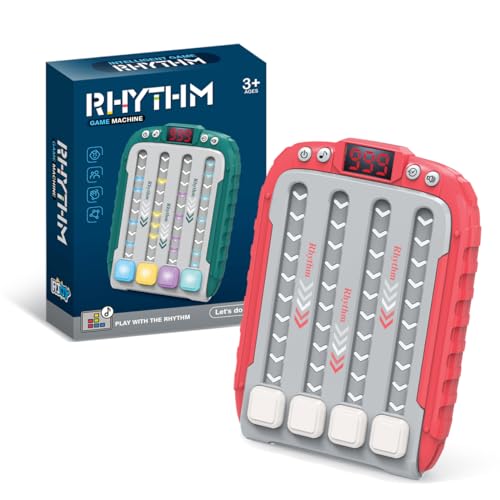 Rhythmus-Spielautomat für Kinder, Quick Push Popular Games Handheld-Puzzle-Spielkonsole mit Musik und Lichtern, Zappelspielspielzeug für Kinder im Alter von 3–12 Jahren (Rot) von ROUSKY