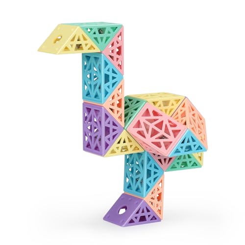 ROXENDA Magic Snake mit 24 Blöcke, Magische Schlange Würfel Twist Puzzle - 3D Fidget Knobelspiele Mitgebsel Kindergeburtstag für Kinder Erwachsene - 1 Pack von ROXENDA