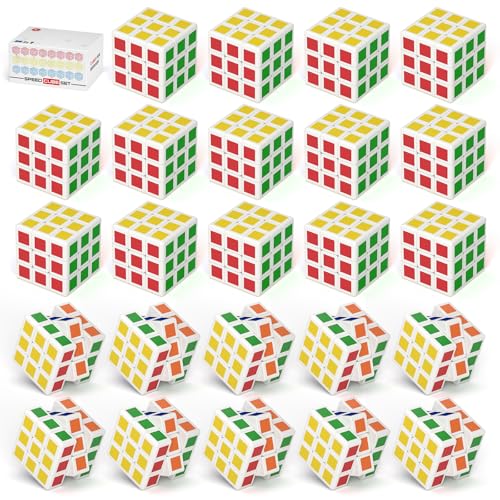 ROXENDA Mini Zauberwürfel Set-24 Stück (1.18 * 1.18 * 1.18 inch) Party Mitgebsel, Magic Cube Spielzeug für Weihnachten Reisespiele Retro Deko,Gedulspiele Kindergeburtstag Mädchen und Jungen von ROXENDA