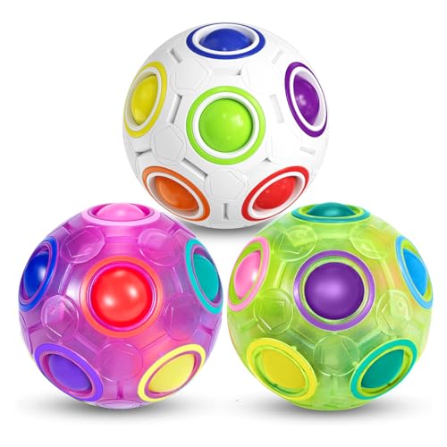 ROXENDA Regenbogenball Fidget Zauberball mit 12 Löcher Rainbow Ball - Geschicklichkeitsspiel Puzzle Ball für Kinder ab 6 Jahren, 2er Pack (Blau & Grün) von ROXENDA