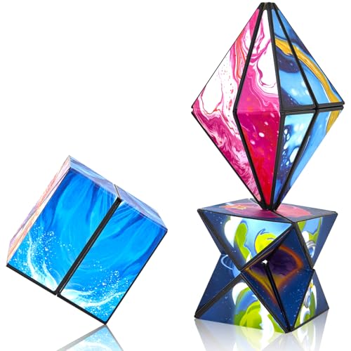 ROXENDA Sternenklarer Himmel Zauberwürfel Infinity Set,3er Pack 2 in 1 Unendlicher Würfel 3D Puzzle Würfel Transformierende Puzzle Spielzeuge für Kinder, Formwandelnde Fidget (Star Serie) von ROXENDA