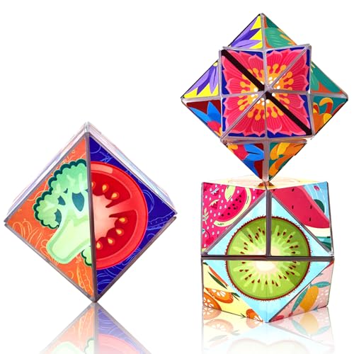 ROXENDA Sternenklarer Himmel Zauberwürfel Infinity Set,3er Pack 2 in 1 Unendlicher Würfel 3D Puzzle Würfel Transformierende Puzzle Spielzeuge für Kinder, Formwandelnde Fidget (Glühend Serie) von ROXENDA