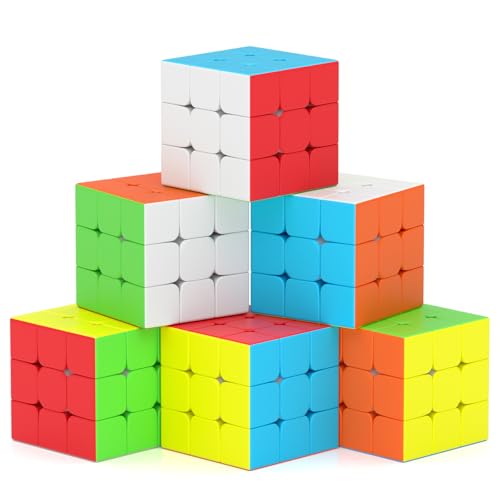 ROXENDA Zauberwürfel Set, Speed Cube Set [6er Pack]- Einfaches Drehen & Glatt Spielen, Super Geschenk IQ-Spiele für Kinder (Stickerless) von ROXENDA