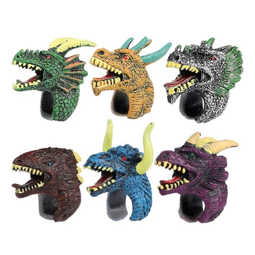 6 Stück simulierte Dinosaurier-Wildtier-Ringe, Spielzeug, flexibles Fingerspielzeug, interaktives Unterhaltungsspielzeug, Fingerpuppe, Tierringe von ROYALEAD