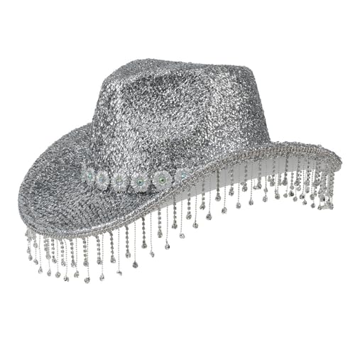 ROYALEAD Glitzernde Strass-Quasten, Cowboyhüte, Kristallhut für Junggesellinnenabschied, Kristallhut für Clubbühne von ROYALEAD