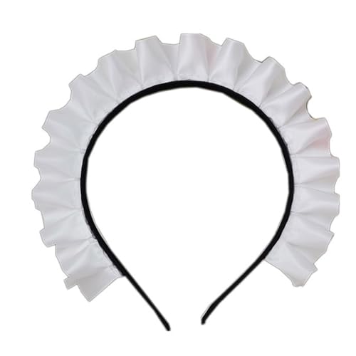 RPFROP Gothic Wide Hair Hoop Weißer Kopfschmuck Süßer Cartoon Maid Kopfstück Anime Gothic Cosplay Stirnband von RPFROP