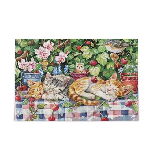 Aquarell Entzückende Kätzchen schlafende Holz-Puzzles für Erwachsene, Puzzle-Spielzeug, lustige Puzzles, einzigartige Puzzles für Erwachsene von RPLIFE