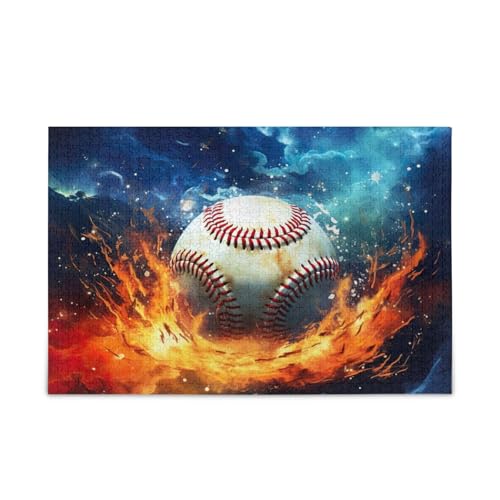 Baseball mit Feuer und Sternen darauf Puzzles Einzigartige Puzzles Schöne Puzzles für Erwachsene Puzzle Spielzeug von RPLIFE