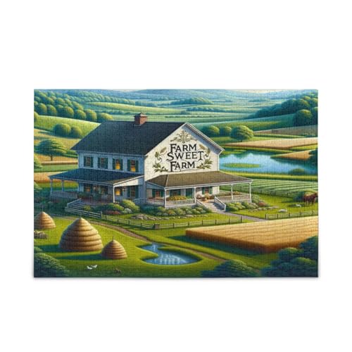 Bauernhaus Familienpuzzle Puzzles 1000 Teile für Erwachsene Lustige Puzzles Puzzle Spielzeug von RPLIFE