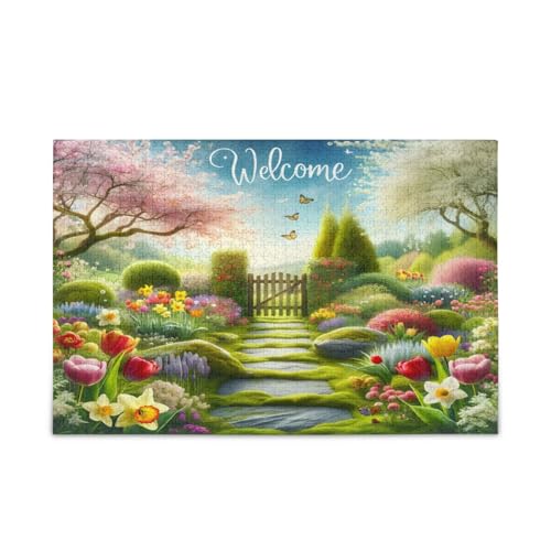 Buntes Holzpuzzle mit Blumenmuster für Erwachsene, 500 Teile für Erwachsene, einzigartige Puzzles für Erwachsene, Familienpuzzle für Kinder und Erwachsene von RPLIFE