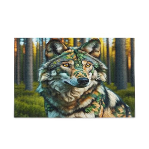 Camo Wolf Erwachsene Puzzles Einzigartiges Puzzle Hübsche Puzzles mit Buchstaben auf der Rückseite von RPLIFE