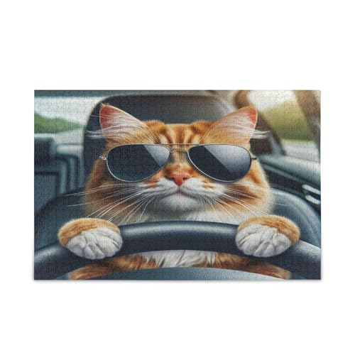 Cool Driver Cat Puzzles, 500 Puzzles, einzigartige Puzzles für Erwachsene, Familienpuzzles für Kinder und Erwachsene von RPLIFE