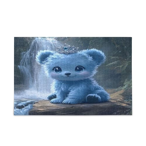 Cute Blue Bear Cub Puzzles for Family, 500 Piece Puzzles, Beautiful Puzzle, Puzzle with Letters on Back von RPLIFE