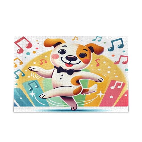 Dancing Dog Wood Jigsaw Puzzles, Funny Puzzles for Adults 1000 Pieces Unique Jigsaw Puzzles, Family Puzzles for Kids and Adults von RPLIFE