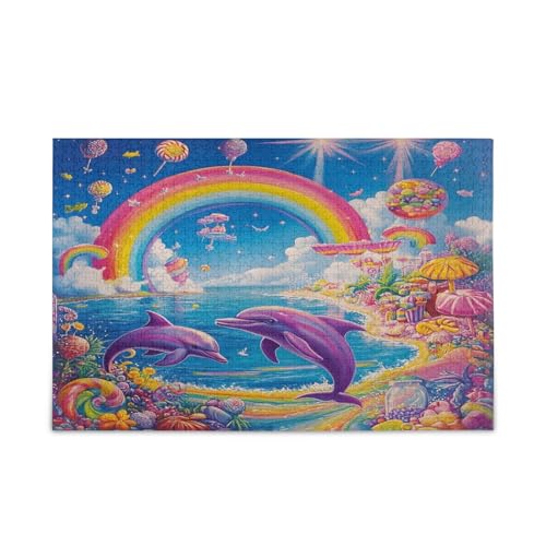 Delfine Rainbows Jigsaw Puzzles, Unique Puzzle, Pretty Puzzles, Puzzle with Letters on Back von RPLIFE