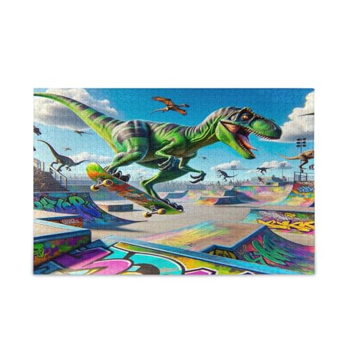 Dinosaurier-Skateboarding-Puzzles, einzigartiges Puzzle, schöne Puzzles für Erwachsene, Puzzle-Spielzeug von RPLIFE