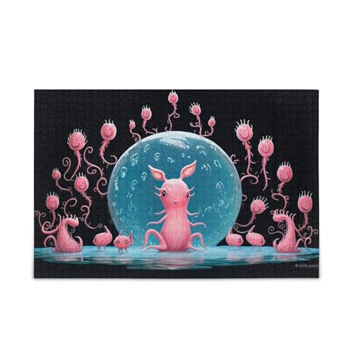 Doodle Depicting an Axolotl Life Cycle Adult Jigsaw Puzzles, 500 Piece Jigsaw Puzzle, Unique Puzzles, Family Puzzles for Kids and Adults von RPLIFE