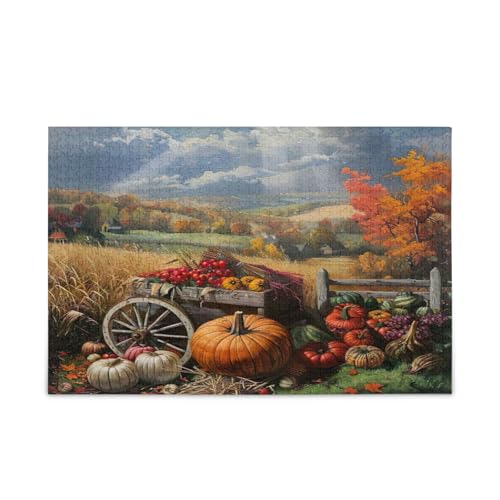 Fall Harvest Wagon Family Puzzles for Kids and Adults, Adult Jigsaw Puzzles 1000 Pieces Funny Puzzles, Brain Game von RPLIFE