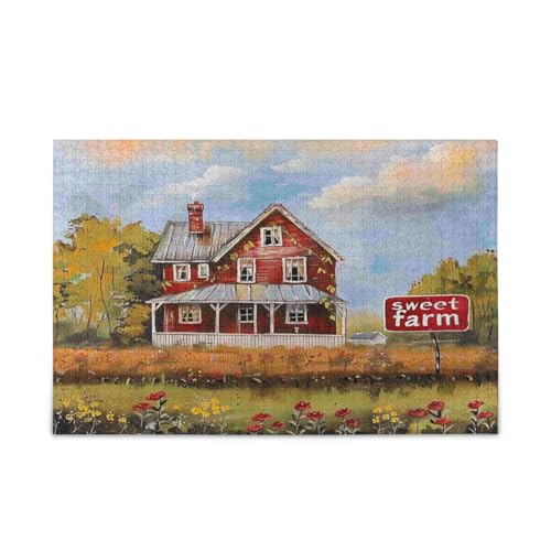 Farmhouse 500 Teile Puzzle für Erwachsene, Holzpuzzles Erwachsene, Puzzles für Familie von RPLIFE