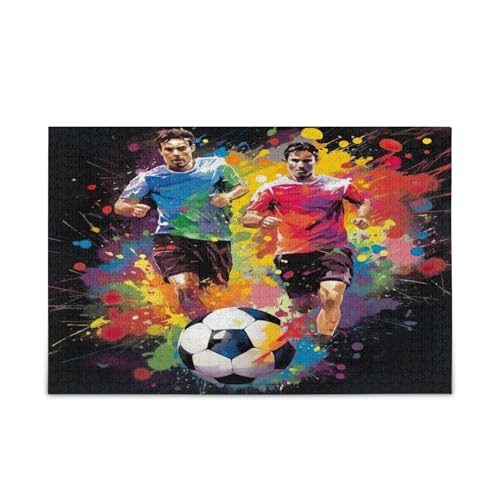 Fußball-Spritzer, farbige Farbspritzer, Holzpuzzles für Erwachsene, Bilderpuzzle, lustige Puzzles, einzigartige Puzzles von RPLIFE