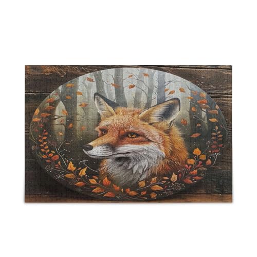 Herbstwald Fuchs Puzzles Einzigartiges Puzzle Lustige Puzzles für Erwachsene Puzzle mit Buchstaben auf Rückseite von RPLIFE