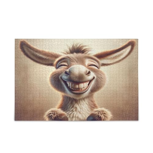 Holz-Puzzles mit niedlichem lachendem Esel, 1000 Teile, 75 x 70 cm Holz-Puzzles mit niedlichem lachendem Esel, 1000 Teile, 75 x 70 cm von RPLIFE