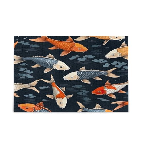 Koi-Fisch-Holz-Puzzles, 500 Teile Puzzles für Erwachsene, einzigartige Puzzles, Familienpuzzle von RPLIFE