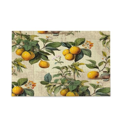 Lemon Branch Fabric by Irina on Spoonflower Custom Fabric Puzzles for Adults 1000 Pieces Wood Jigsaw Puzzles Adult, Family Puzzle von RPLIFE