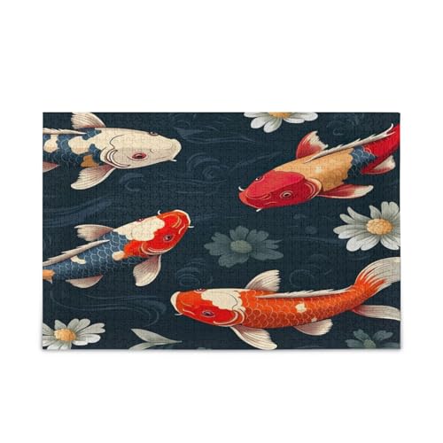 Many Koi Fishes Blue Wood Jigsaw Puzzles Adult, Picture Puzzle, Funny Puzzles for Adults, Unique Puzzles von RPLIFE