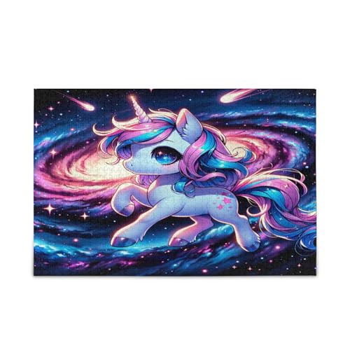 Niedliche Anime Einhorn Galaxie Weltraum Familie Puzzles für Kinder und Erwachsene Puzzles für Erwachsene 1000 Teile Hübsches Puzzle Puzzle Spielzeug von RPLIFE