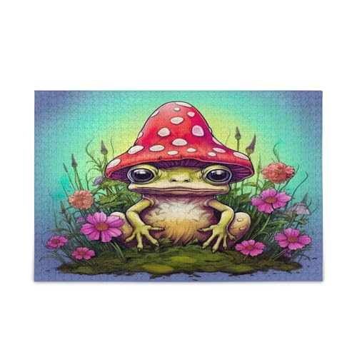 Niedliche Frosch-Pilz-Familienpuzzles, 500 Teile Puzzle für Erwachsene, hübsche Puzzles, Gedankenspiele für Erwachsene von RPLIFE