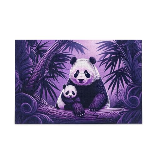 Niedliches Panda-Holzpuzzle mit Buchstaben auf der Rückseite, 500 Teile, Puzzle für Familie, 50,5 x 37,8 cm, Violett Niedliches Panda-Holzpuzzle mit Buchstaben auf der Rückseite, 500 Teile, Puzzle für Familie, 50,5 x 37,8 cm, Violett von RPLIFE