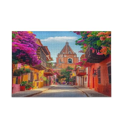 Picturesque Street Cartagena Family Puzzle, Jigsaw Puzzle 1000 Teile, Fun Puzzles, Puzzle Spielzeug von RPLIFE