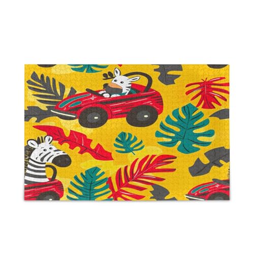 Rennwagen Zebra Fahrer Gelbes Holz Jigsaw Puzzles Erwachsene, Puzzle Spielzeug, Lustige Puzzles für Erwachsene, Einzigartige Puzzles von RPLIFE