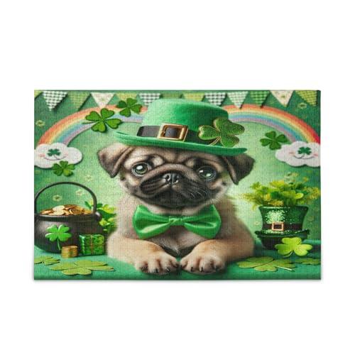 Saint Patrick Day Cute Puppy Wood Puzzles Adult, Brain Game, Beautiful Puzzle, Unique Puzzle von RPLIFE