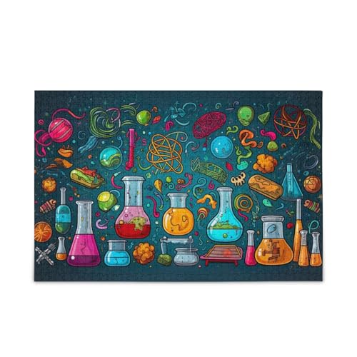 Science Doodle Objekte umrissen auf einem blauen Holz Puzzle Erwachsene Puzzle Spielzeug Spaß Puzzles Einzigartige Puzzles von RPLIFE